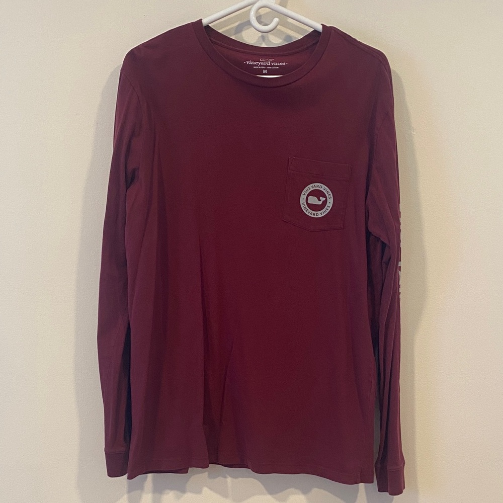 Vineyard Vines Men's Maroon Long Sleeve Tee
